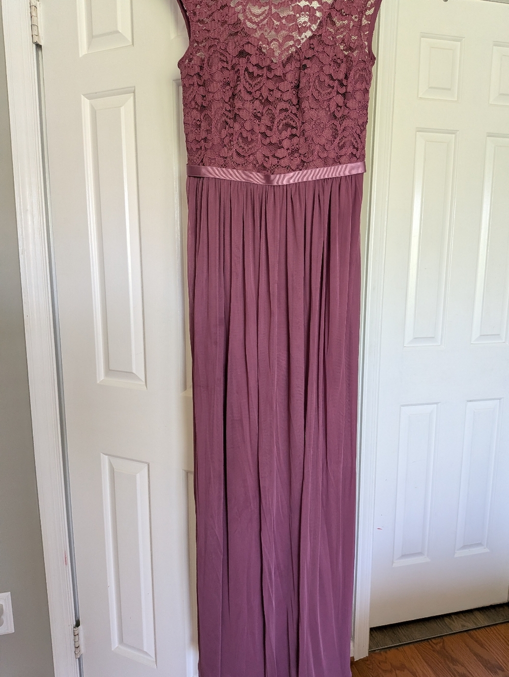 David's Bridal Mauve Lace Bodice Maxi Dress - Picture 5 of 5